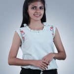 Short top with embroidery